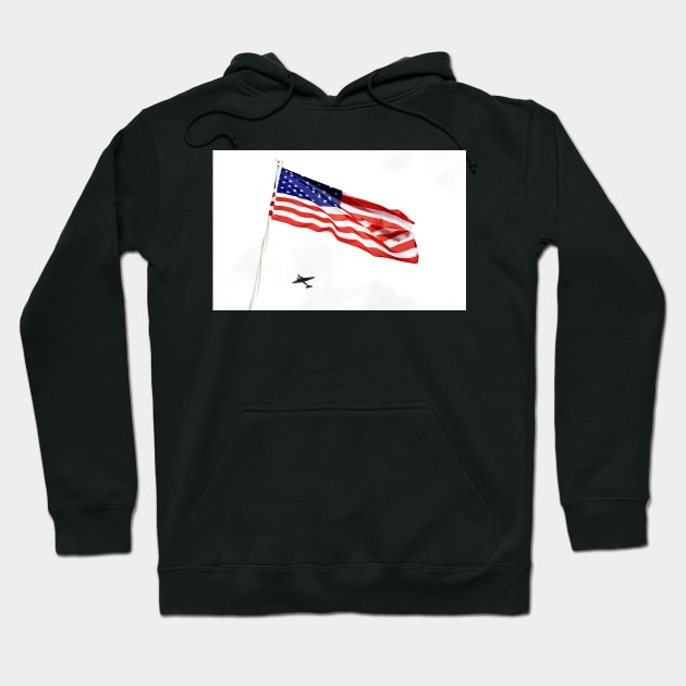 American Stars & Stripes Flag and C47 Dakota Hoodie by rgrayling